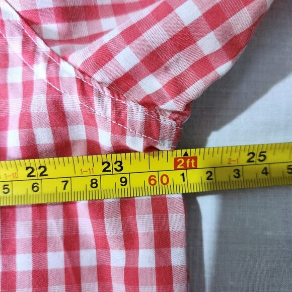 Chaps Easy Care Shirt Men's Large Gingham Plaid Short Sleeve Button Up Red White - Picture 6 of 10